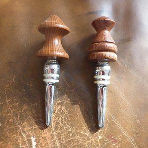 2 Wine Stoppers High Quality Hand Made Polished Wood